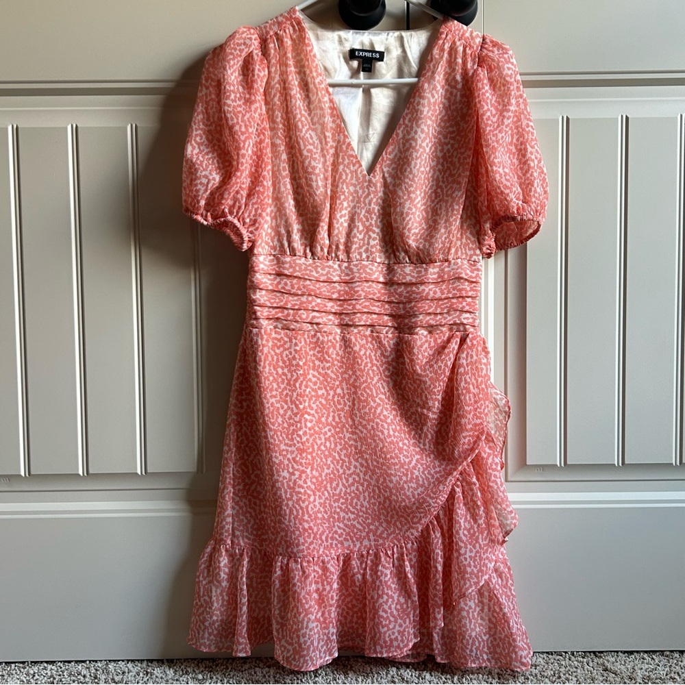Express Peach Wrap Dress